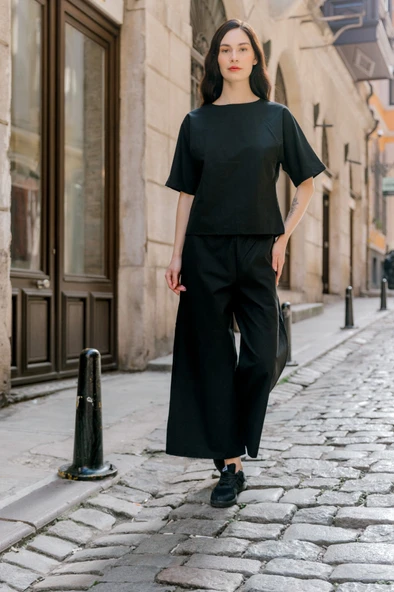 Keten Günlük Rahat Beli Lastikli Kadın İkili Takım Alt Üst - Resim 3