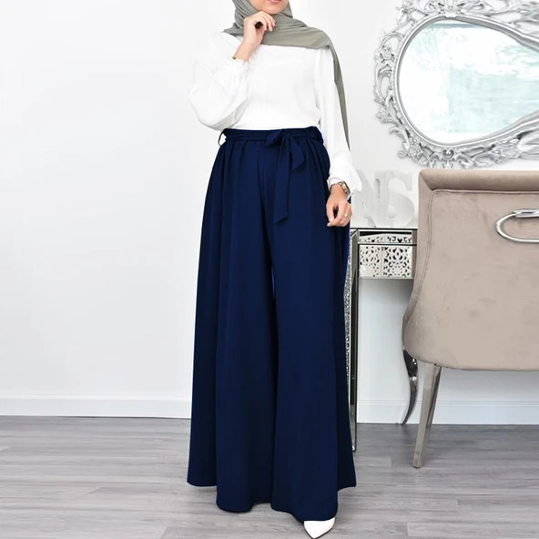 Keten Yazlık Günlük Kemerli Kadın Pantolon Şalvar - 2