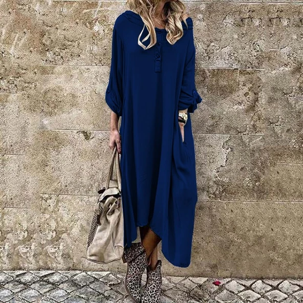 Keten Günlük Salaş Yazlık Cepli Kadın Elbise ürün görseli 1