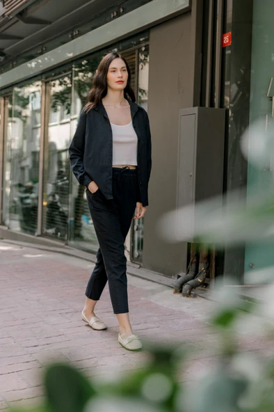 Keten Günlük İkili Takım Elbise Pantolon Gömlek - 4