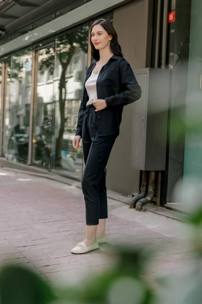 Keten Günlük İkili Takım Elbise Pantolon Gömlek - 3