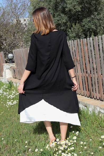 Keten Yazlık Günlük Tasarım Kadın Elbise - Resim 2