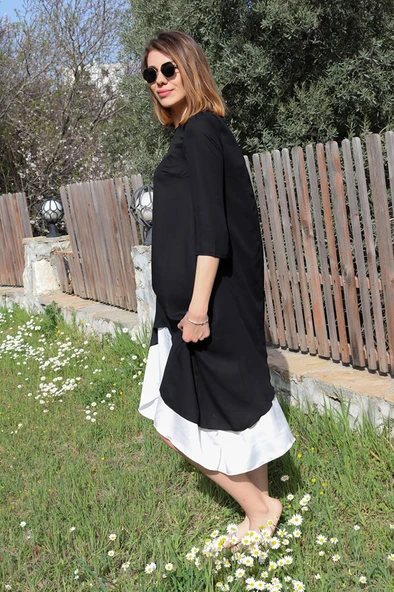 Keten Yazlık Günlük Tasarım Kadın Elbise - Resim 3