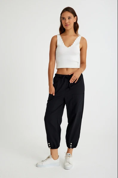 Keten Günlük Pantolon Beli Lastikli Bağcıklı ürün görseli 1