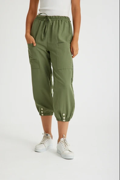 Keten Günlük Pantolon Beli Lastikli Bağcıklı - 1