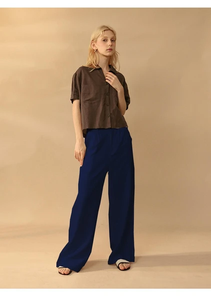 Keten Günlük Pantolon Düğmeli - 2