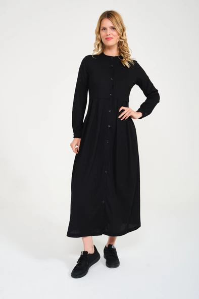 Keten Günlük Yazlık Tam Boy Tesettür Kadın Elbise ürün görseli 1