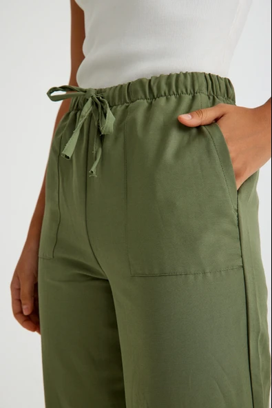 Keten Günlük Pantolon Beli Bağcıklı - Resim 6