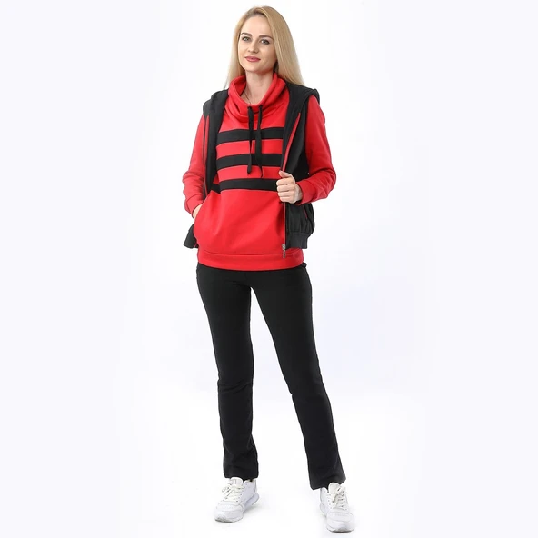 Günlük Kışlık Sevgili Eşofman Tekli Kadın Takım - 9