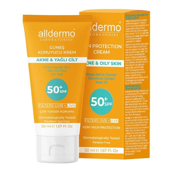 Alldermo Güneş Koruyucu Krem Akne & Yağlı Cilt İçin SPF 50+ - 1