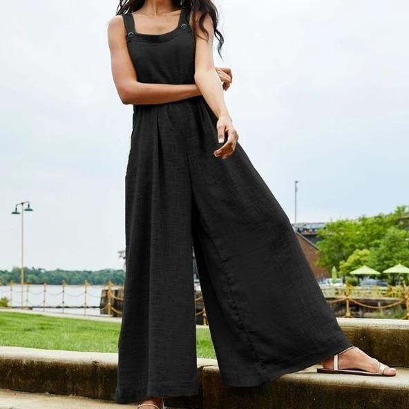 Keten Yazlık Günlük Salaş Kadın Tulum