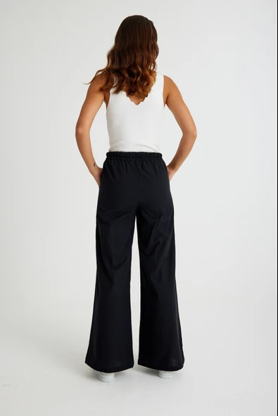 Keten Günlük Pantolon Beli Lastikli Bağcıklı - Resim 4