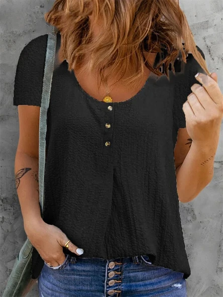 Düğme Detaylı Kadın Bluz