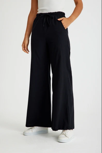 Keten Günlük Pantolon Beli Lastikli Bağcıklı - Resim 2