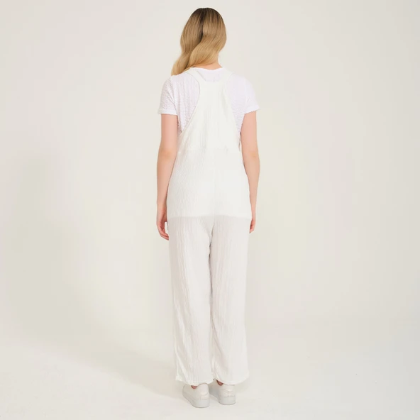 Askılı Büyük Cep Detaylı Kadın Salopet Tulum - Resim 4