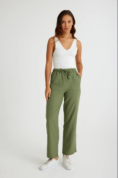 Keten Günlük Pantolon Beli Bağcıklı - 8