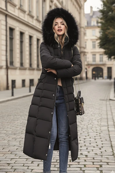 Günlük Kışlık Tam Boy Şişme Kadın Mont ürün görseli