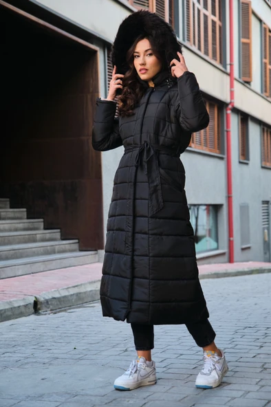 Günlük Kışlık Tam Boy Şişme Kadın Mont - Resim 7