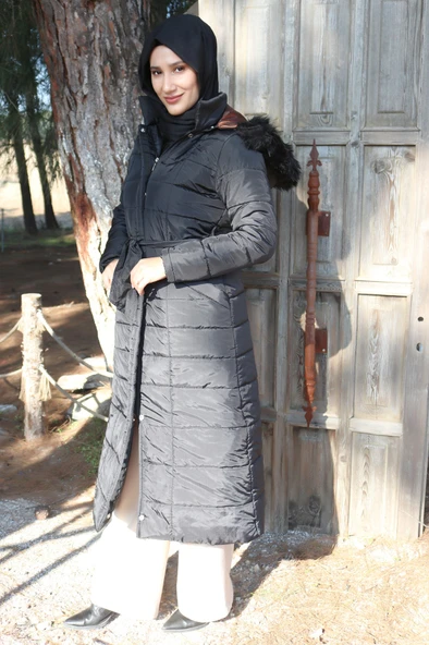 Günlük Kışlık Tam Boy Şişme Kadın Tesettür Mont ürün görseli