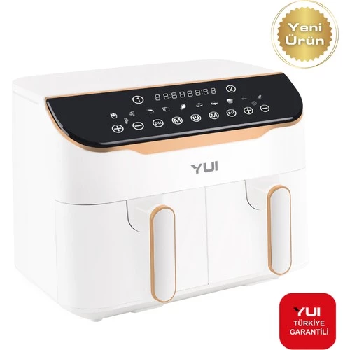 Yui M45 8 Litre (4+4) Seramik Çift Hazneli Smart Airfryer Fritöz Beyaz