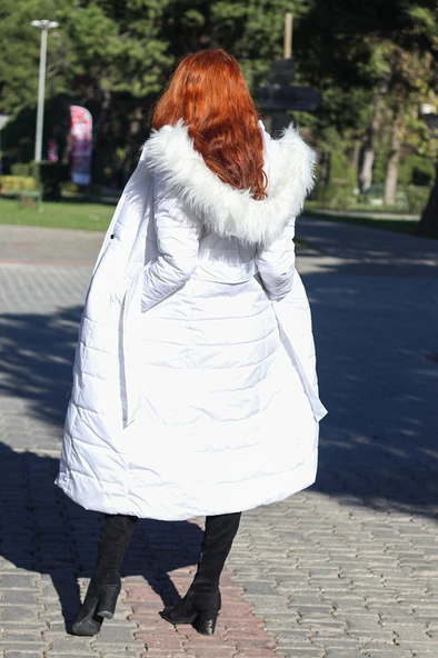 Günlük Kışlık Tam Boy Şişme Kadın Mont - Resim 5
