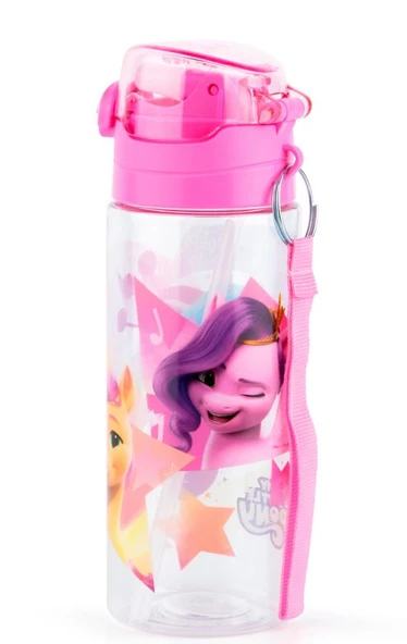 MY Little Pony 500 ml Kız Çocuk Pipetli Plastik Okul Matarası - Pembe Kapak - 3