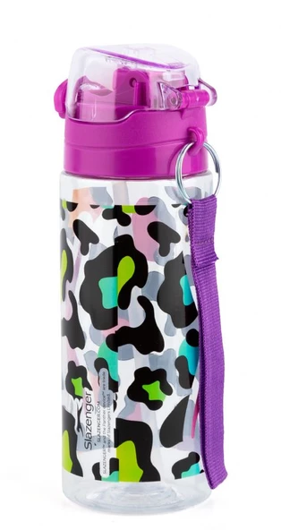 Slazenger 500 ml Plastik Okul Matarası - Mor Kapaklı - Silikon Pipetli - 2