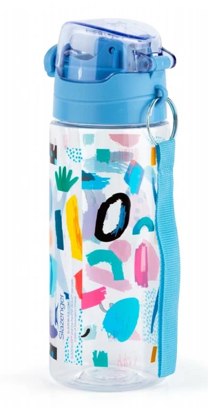 Slazenger Plastik Pipetli Okul Matarası - 500 ml - Mavi Kapaklı - Resim 3