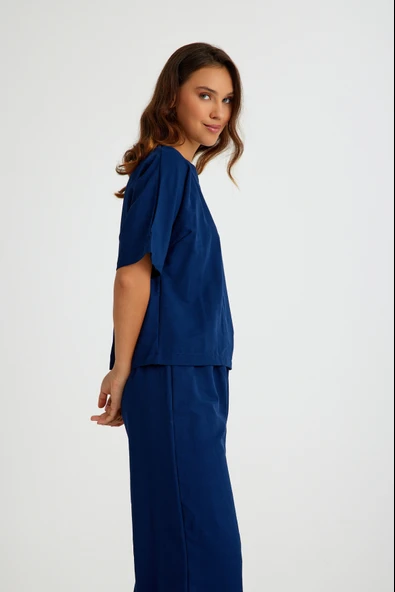 Keten Günlük Rahat Beli Lastikli Kadın İkili Takım Alt Üst - 7