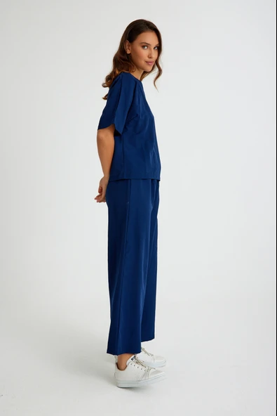 Keten Günlük Rahat Beli Lastikli Kadın İkili Takım Alt Üst - 6