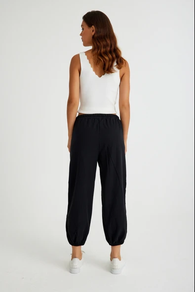 Keten Günlük Pantolon Beli Lastikli Bağcıklı - Resim 5
