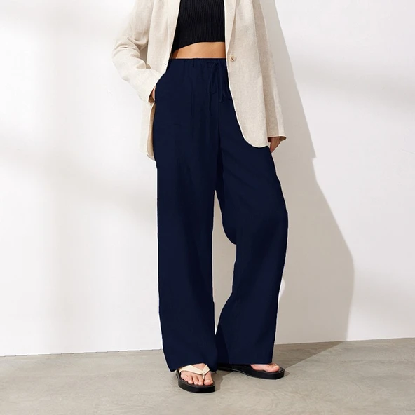 Keten Günlük Pantolon Beli Bağcıklı ürün görseli 1