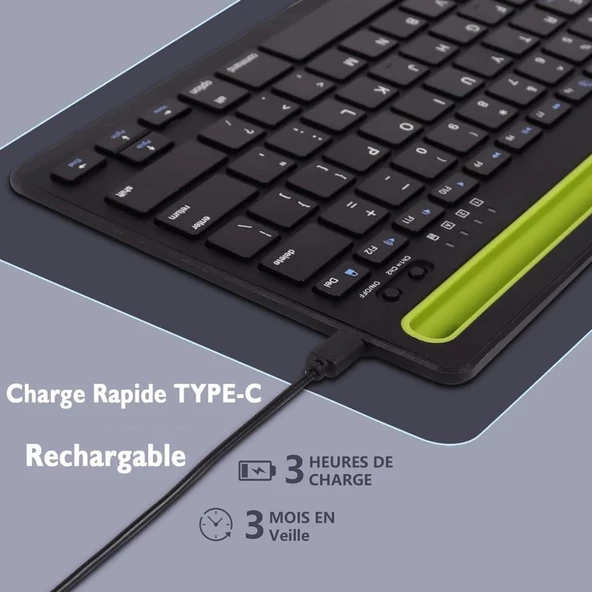 Chuwi Hi10 X Tablet 10.1" Uyumlu Kablosuz Bluetooth Şarj Edilebilir Tablet Telefon Standlı Klavye - Yeşil - Resim 3