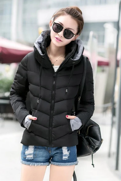 Günlük Su Geçirmez Kışlık Şişme Kadın Mont - Resim 3