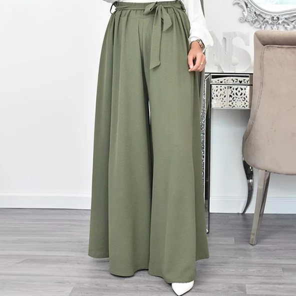 Keten Yazlık Günlük Kemerli Kadın Pantolon Şalvar - 3
