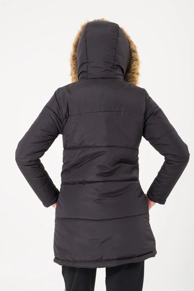 Kışlık Kürk Yaka Şişme Kadın Mont - Resim 4