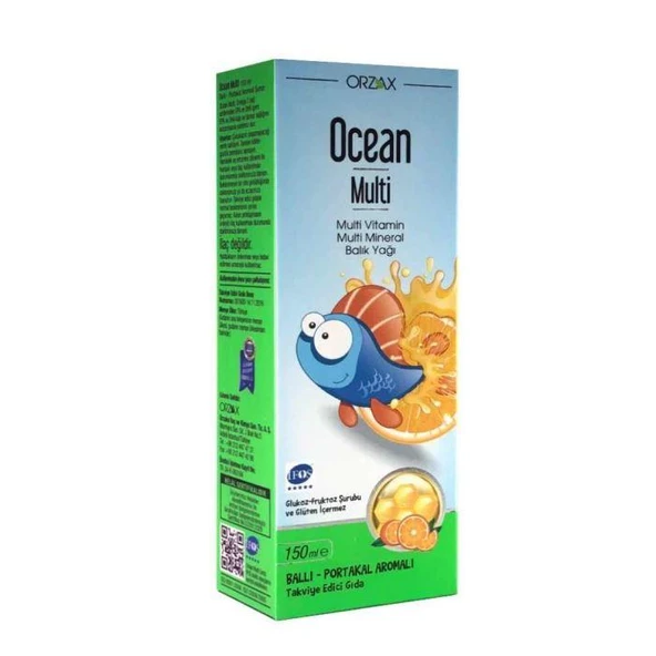 Orzax Ocean Multi Şurup Ballı Portakal Aromalı Balık Yağı 150 ml ürün görseli 1