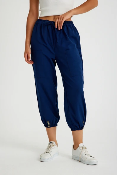 Keten Günlük Pantolon Beli Lastikli Bağcıklı