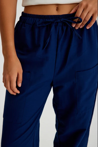 Keten Günlük Pantolon Beli Lastikli Bağcıklı - 6