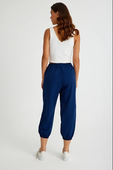 Keten Günlük Pantolon Beli Lastikli Bağcıklı - 4