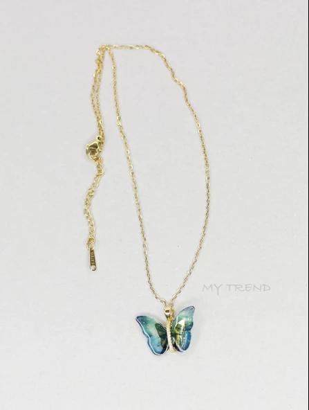 Mytrends Stainless steel Çelik Renkli Kelebek Detaylı Kolye - 2