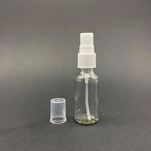 20 Ml Şeffaf Cam Şişe Beyaz Spreyli ,  20Cc Şeffaf Spreyli Boş Şişe x 6 Adet - Resim 2
