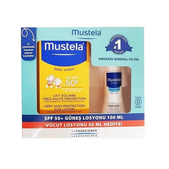 Mustela SPF 50+Güneş Losyonu 100 ml + Vücut Losyonu 50 ml Hediye