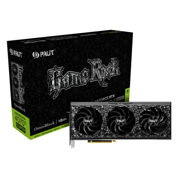 Palit Nvidia GeForce RTX4070Ti Super GAMEROCK OmniBlack 16GB 256Bit GDDR6X Ekran Kartı NED47TS019T2-1020Q