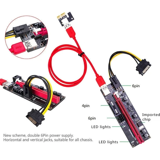 Oem Riser VER009S USB 3.0 Pcı-E 1x - 16X Riser Kart RSV009