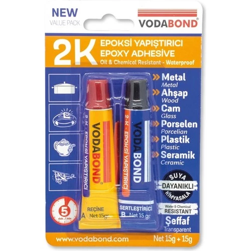 Vodabond 2k Rapid Çelik Epoxy Gri 20 ml