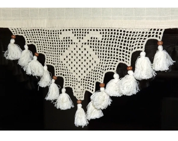 Buldan İşi 100lü Paket Örme El İşi Perde Danteli-Çilek Desen