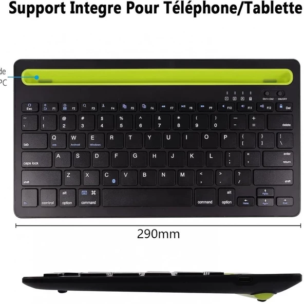 Apple iPad Air 5. Nesil 10.9" Uyumlu Kablosuz Bluetooth Şarj Edilebilir Tablet Telefon Standlı Klavye - Yeşil - 4