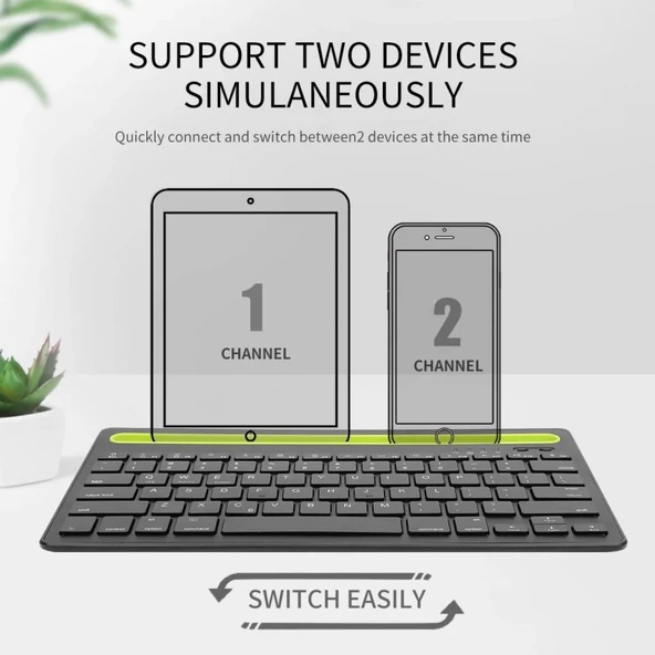 Apple iPad Air 5. Nesil 10.9" Uyumlu Kablosuz Bluetooth Şarj Edilebilir Tablet Telefon Standlı Klavye - Yeşil - 9