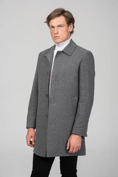 Erkek Kaşe Kumaşdan İçi Astarlı Klasik fit Kaşe Kaban - 8